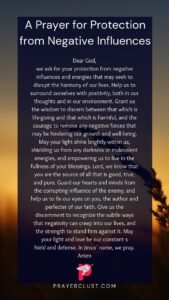 A Prayer for Protection from Negative Influences
