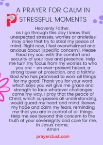 A Prayer for Calm in Stressful Moments