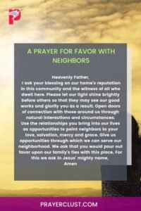 A Prayer for Favor with Neighbors