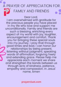 A Prayer of Appreciation for Family and Friends