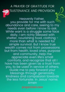 A Prayer of Gratitude for Sustenance and Provision
