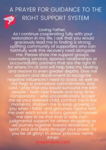 A prayer for guidance to the right support system