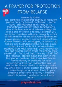 A prayer for protection from relapse