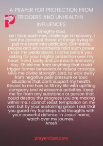 A prayer for protection from triggers and unhealthy influences