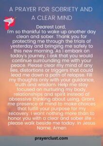 A prayer for sobriety and a clear mind