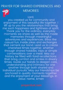 Prayer for Shared Experiences and Memories