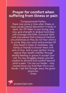 Prayer for comfort when suffering from illness or pain