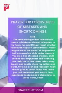 Prayer for forgiveness of mistakes and shortcomings