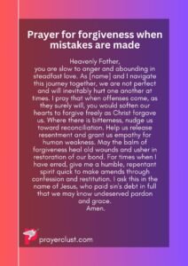 Prayer for forgiveness when mistakes are made