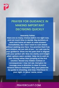 Prayer for guidance in making important decisions quickly