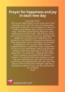 Prayer for happiness and joy in each new day