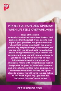 Prayer for hope and optimism when life feels overwhelming
