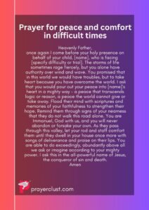 Prayer for peace and comfort in difficult times