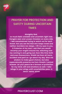 Prayer for protection and safety during uncertain times