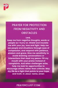 Prayer for protection from negativity and obstacles