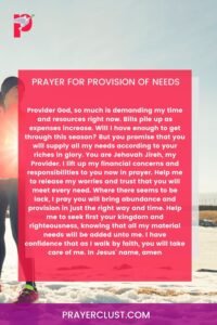 Prayer for provision of needs