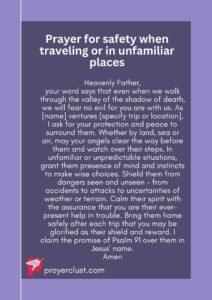 Prayer for safety when traveling or in unfamiliar places