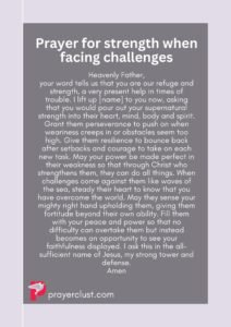 Prayer for strength when facing challenges