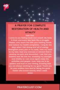 A Prayer for Complete Restoration of Health and Vitality