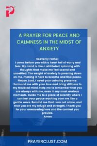 A Prayer for Peace and Calmness in the Midst of Anxiety