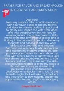 Prayer for Favor and Breakthrough in Creativity and Innovation