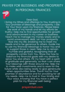 Prayer for Blessings and Prosperity in Personal Finances