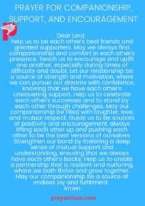 Prayer for Companionship, Support, and Encouragement