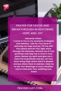 Prayer for Favor and Breakthrough in Restoring Hope and Joy