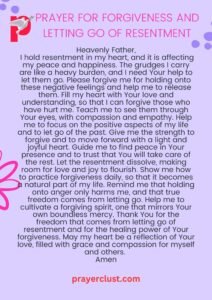 Prayer for Forgiveness and Letting Go of Resentment