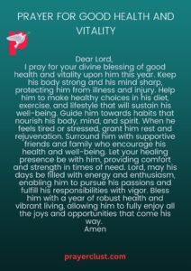 Prayer for Good Health and Vitality