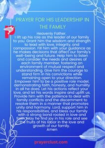 Prayer for His Leadership in the Family