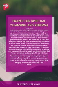 Prayer for Spiritual Cleansing and Renewal