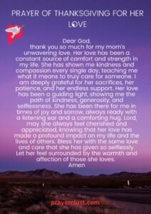 Prayer of Thanksgiving for Her Love