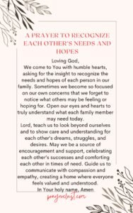 A Prayer to Recognize Each Other’s Needs and Hopes