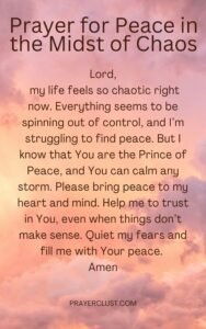 Prayer for Peace in the Midst of Chaos