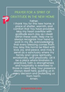 Prayer for a Spirit of Gratitude in the New Home